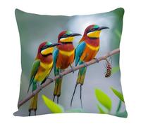 Federe Cuscini Divano 45X45 Uccelli Rosso Lino Quadrate Cuscini Cerniera Invisibile Per La Decorazione Domestica Soggiorno Camera Da Letto Divano