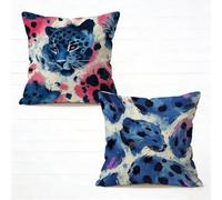 Federe Cuscini Divano 45x45cm Set di 2 Blu Copricuscini Divano Leopardo Impermeabile Morbido Velluto Cuscini Letto Decorativi Motivo Stampa Fronte-retro Design, per Camera Balcone Decor 0-687E8N