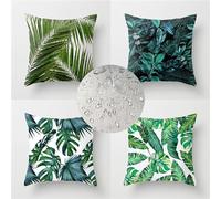 Federe Cuscini Divano 45x45cm Set di 4 Cuscini per Divano in Lino Cuscini da Esterno,Quadrato Doppio Lato Estate Impermeabili Foglie Cuscini Decorativi,per Divano Soggiorno Sedia Letto-Verde WS-6917