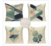 Federe Cuscini Divano 50 x 50 Blu Cuscini da Esterno Set di 4 Geometrico Cuscini per Divano Impermeabile Lino Federe Cuscino Decorativo, Quadrate Copricuscino Divano per Giardino Patio Arredo CasaY49