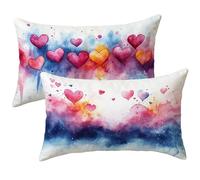 Federe Cuscini Divano 50 x 70, Colore Cuscini da Esterno Impermeabili Rettangolari, 2 Pezzi Velluto Copricuscini con Cerniera Invisibile, per Soggiorno Camera da Letto, Regalo Donna, Amore E-627