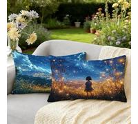 Federe Cuscini Divano 50 x 70 Set da 2 Cielo stellato Cuscini da Esterno Giardino Impermeabili Velluto Copricuscini Divano, per Estate Decorazione Soggiorno Camera da Letto Giardino, Ragazza W-1
