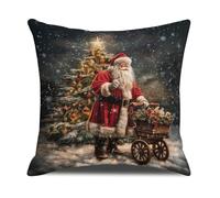 Federe Cuscini Divano 50X50 Babbo Natale Lino Decorative Cuscini Per La Decorazione Domestica Soggiorno Camera Da Letto Divano Con Cerniera Invisibile