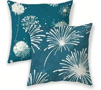 Federe Cuscini Divano 50x50 cm Copricuscini Decorativi Blu-verde Fodere Impermeabili per Cuscini da Esterno Velluto Set di 2, fuochi d'artificio Cuscino Quadrato Federa per Soggiorno Patio lj-433