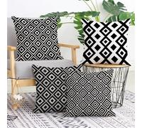 Federe Cuscini Divano 50x50 cm in Lino Nero, 4 Pezzi Copricuscino Divano con Cerniera Invisibile, Cuscini da Esterno Decorativi per Casa Giardino Soggiorno Camera da Letto Linea L-G316
