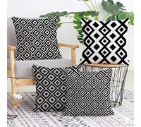 Federe Cuscini Divano 50x50 cm in Peluche Corto Nero, 4 Pezzi Copricuscino Divano con Cerniera Invisibile, Cuscini da Esterno Decorativi per Casa Giardino Soggiorno Camera da Letto Linea L-G316