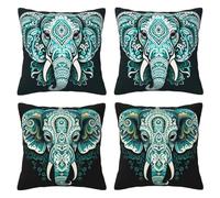 Federe Cuscini Divano 50x50 cm in Velluto Set di 4 federa Copricuscini Verde Morbido Decorativo Copri Cuscini per Divano Camera da Letto con Cerniera Invisibile Copricuscino Quadrati Elefante -LI464
