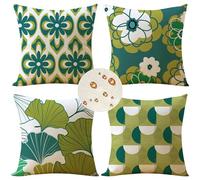 Federe Cuscini Divano 50x50 cm Set di 4 verde Cuscini per Divano Ginkgo biloba Cuscini da Esterno in impermeabili Lino Piazza Cuscini Decorativi per Divano Soggiorno Ufficio Auto Regali Home Decor