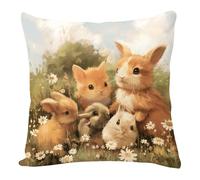 Federe Cuscini Divano 50X50 Coniglio Giallo Lino Decorative Cuscini Per La Decorazione Domestica Soggiorno Camera Da Letto Divano Con Cerniera Invisibile