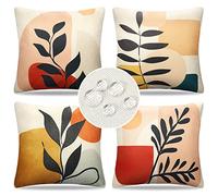 Federe Cuscini Divano 50x50 Copricuscini Decorativi Esterno Impermeabile Lino Boho Astratte Geometriche Foglia Fodere Cuscino Letto Copricuscino Quadrato con Cerniera per Giardino Soggiorno 4 Pezzi