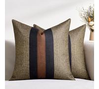 Federe Cuscini Divano 50x50 Moderno Decorativo Copricuscini Divano Banda Giunzione Cuscini Per Divano Marrone Copricuscino Per Soggiorno Divano Da Giardino, 2 Pezzi