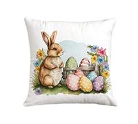 Federe Cuscini Divano 50x50 Pasqua Del Coniglio Cuscini Divano Cotone e Lino Fodere Federe Cuscini Forte Traspirabilità Copricuscini Divano con Cerniera Nascosta Copricuscini 50x50 1 Pieces