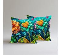 Federe Cuscini Divano 50x50cm 2 Pezzi Amore,Lino de Cotone Stampa Doppia Faccia Impermeabile All'aperto Decorativo Quadrati Copricuscini, Federa Cuscino Morbido Con Cerniera Invisibile,Colorato S0A430