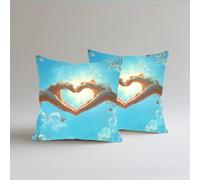 Federe Cuscini Divano 50x50cm 2 Pezzi Amore,Lino de Cotone Stampa Doppia Faccia Impermeabile All'aperto Decorativo Quadrati Copricuscini, Federa Cuscino Morbido Con Cerniera Invisibile,Fiori S0A-421