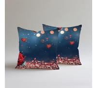 Federe Cuscini Divano 50x50cm 2 Pezzi Rosa,Lino de Cotone Stampa Doppia Faccia Impermeabile All'aperto Decorativo Quadrati Copricuscini, Federa Cuscino Morbido Con Cerniera Invisibile,Amore S0A-531