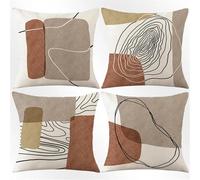 Federe Cuscini Divano 50x50cm,Marrone astratto Federe Cuscino Moderna Fodere Cuscino Divano in Velluto con Cerniera Invisibile Decorativi Copricuscini Set di 4 Federa per Soggiorno Sedia Divano Letto