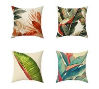 Federe Cuscini Divano 50X50CM Set di 4 Colore Cuscini Divano Foglie Impermeabile Decorazione Quadrate Morbido Copricuscini Stampa HD Fronte-Retro per Soggiorno Camera Balcone Esterno Decor C-1N932