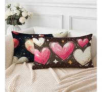 Federe Cuscini Divano 50x70 cm Set di 2, Viola Cuscini per Divano in Velluto Cuscino da Esterno Impermeabili Rettangolari, Amore Decorativi Copricuscini per Estate Giardino Soggiorno Letto S-12