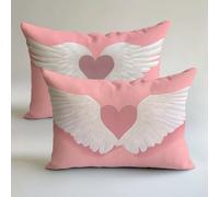 Federe Cuscini Divano 50x70cm Rosa Copricuscini Divano Ali D'Angelo Lino Impermeabile Traspirante Set di 2 Pezzi con La Cerniera Invisibile,Decorazioni Regalo Sedia,Arredo Esterno,Camera Letto LK-1617
