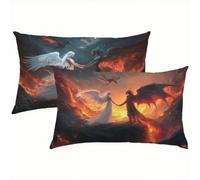 Federe Cuscini Divano 50x80 Angelo Set di 2, Demone Copricuscino Impermeabile Letto Velluto con Cerniera Invisibile, Traspiranti Copricuscini per Soggiorno, Durevole Home Decoration Regalo S6-821