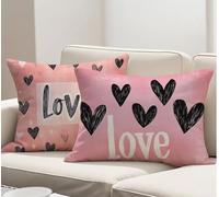 Federe Cuscini Divano 50x80 cm Set di 2 Cuscini per Divano in Lino, Rosa Guanciale Letto Morbidi e Traspiranti per Dorme Durevole Cerniera Invisibile per Autunno Decorativo Copricuscini Amore R-3731