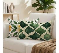 Federe Cuscini Divano 50x80 cm Set di 2 Verde Cuscini da Esterno Impermeabili Rettangolari, Fiore Decorativi Copricuscini in Lino Cuscino Divano, per Estate Giardino Soggiorno Letto Decorazione K-4142