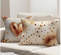 Federe Cuscini Divano 50x80 Set di 2 Cuscini per Divano in Lino, Marrone Guanciale Letto Morbidi e Traspiranti per Dorme Durevole Cerniera Invisibile per Autunno Decorativo Copricuscini Amore R-3952