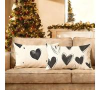 Federe Cuscini Divano 50x90 Nero Amore Motivo, Rettangolo Velluto Decorazioni Natalizie Copricuscini Divano con Cerniera Invisibile Set di 2 per Casa Soggiorno Camera Esterno Decorazione P-q-135