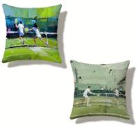Federe Cuscini Divano 55x55 cm Set di 2 Verde Set Cuscini Divano 55 x 55 Federe Copricuscino Lino Tennis Motivo Stampa Fronte-retro Design per Estate Esterno Soggiorno Balcone Home Decor D-6686AX