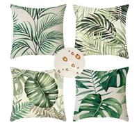 Federe Cuscini Divano 55x55 cm Set di 4 verde Cuscini per Divano foglia Cuscini da Esterno in impermeabili Lino Piazza Cuscini Decorativi Con Cerniera Invisibile per Divano Ufficio Auto Home Decor