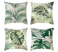 Federe Cuscini Divano 55x55 cm Set di 4 verde Cuscini per Divano foglia Cuscini da Esterno in Lino Piazza Cuscini Decorativi Federe Confezione per Divano Soggiorno Ufficio Auto Regali Home Decor