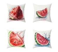 Federe Cuscini Divano 55X55CM Set di 4 Bianco Cuscini Divano Anguria Impermeabile Decorazione Quadrate Morbido Copricuscini Stampa HD Fronte-Retro per Soggiorno Camera Balcone Esterno Decor 8-3Q139