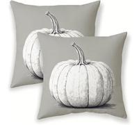 Federe Cuscini Divano 60x60 cm Lino Grigio 2 Pezzi Copricuscini, Federa Cuscino Decorativo Quadrato, Estate Copricuscino Zucca Cuscini da Esterno Impermeabili per Divano Letto Soggiorno SJ-387