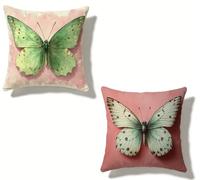 Federe Cuscini Divano 60x60 cm Set di 2 Verde Salvia Set Cuscini Divano 60 x 60 Federe Copricuscino Lino FarFallssa Motivo Stampa Fronte-retro Design per Estate Esterno Soggiorno Home Decor A-632818