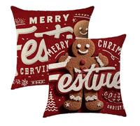 Federe Cuscini Divano 60x60cm Set di 2 Cuscini Natalizi Federa Cuscino 60x60 Torta allo zenzero e caramelle Copricuscini Divano Lino con Cerniera Invisibile Copricuscino per Decorazioni Natale,2p834F