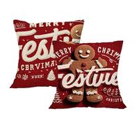 Federe Cuscini Divano 60x60cm Set di 2 Cuscini Natalizi Federa Cuscino 60x60 Torta allo zenzero e caramelle Copricuscini Divano Velluto con Cerniera Invisibile Copricuscino, Decorazioni Natale,2p834F