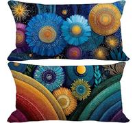 Federe Cuscini Divano 60x80 Blu Set di 2 Moderno Federe Cuscini per Divano Esterno Impermeabili Lino Rettangolo Copricuscini per Soggiorno Camera da Letto Letto Giardino Panca Decorativo Regalo 2875-z