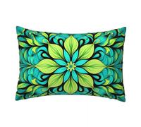 Federe Cuscini Divano 60x80 cm Set di 2 Federe Cuscini Verde Decorativi in Velluto Fiori Blu Copricuscini con Cerniera Invisibile, Federa Cuscino per Letto Divano Soggiorno Camera da Letto -TER523