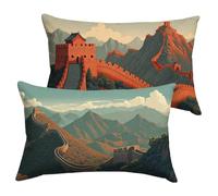 Federe Cuscini Divano 60x80cm Autunno Copricuscini Divano Grande Muraglia Cuscini per Velluto Impermeabile con La Cerniera Invisibile，Sedia Terrazza Camera da Letto Decor Regalo，Set di 2 Y-P1127