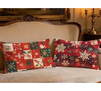 Federe Cuscini Divano 60x90cm Cuscini per Divano Rosso 2 Pezzi Rettangolo Federa Cuscino Natale,2026 Nuovocon Velluto Stampa Fronte Retro Pillow per Soggiorno Camera Letto Panca Decorazione O-540B