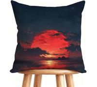 Federe Cuscini Divano 65 x 65 cm Cuscino Esterno Tramonto Decorativi Copricuscini Lino per Casa Decorazioni Rosso P-FRA2I