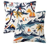 Federe Cuscini Divano 65x65 2 Pezzi, Estate Copri Cuscini per Divano Esterno Impermeabile, Quadrati Copricuscini in Lino, Fodera Cuscino con Cerniera Invisibile per Regalo Donna Decor, Paesaggio -2408