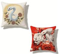 Federe Cuscini Divano 65x65 cm Set di 2 Serpente Set Cuscini Divano 65 x 65 Federe Copricuscino Lino Flower Motivo Stampa Fronte-retro Design per Estate Esterno Soggiorno Balcone Home Decor 7-46769Q