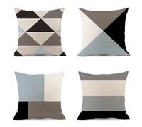 Federe Cuscini Divano 65x65 cm Set di 4 nero Cuscini per Divano Cucitura Cuscini da Esterno in Lino Piazza Cuscini Decorativi Federe Confezione per Divano Soggiorno Ufficio Auto Regali Home Decor