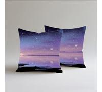 Federe Cuscini Divano 65x65cm 2 Pezzi Gatto,Lino de Cotone Stampa Doppia Faccia Impermeabile All'aperto Decorativo Quadrati Copricuscini, Federa Cuscino Morbido,Il Cielo Stellare S0A-143