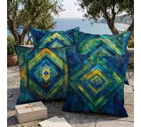 Federe Cuscini Divano 65x65cm Set di 4 Mistero Copricuscini Impermeabili da Esterno, Copricuscini Decorativi Lino Cuscini per Divano, per Terrazza Balcone Campeggio Giardino (Mandala) L-O462