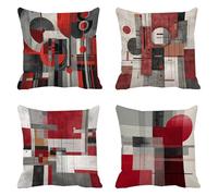 Federe Cuscini Divano 70x70cm Astratto Cuscini da Esterno Copricuscini Divano Rosso Copri Cuscino Letto Decorativi per Divani Velluto Set da 4 Pezzi Square Federe Cuscino Cerniera Invisibile g-8691