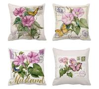 Federe Cuscini Divano 70x70cm Beige Cuscini da Esterno Copricuscini Divano Fiore Copri Cuscino Letto Decorativi per Divani Velluto Set da 4 Pezzi Square Federe Cuscino Cerniera Invisibile g-10287