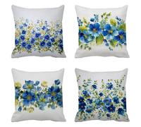 Federe Cuscini Divano 70x70cm Blu Cuscini da Esterno Copricuscini Divano Fiore Copri Cuscino Letto Decorativi per Divani Lino Set da 4 Pezzi Square Federe Cuscino Arredo Cerniera Invisibile g-9374