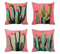 Federe Cuscini Divano 70x70cm Rosa Cuscini da Esterno Copricuscini Divano Cactus Copri Cuscino Letto Decorativi per Divani Lino Set da 4 Pezzi Federe Cuscino Arredo con la Cerniera Invisibile g-8555